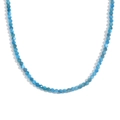 18K vergulde roestvrijstalen ketting met facetgeslepen blauwe larimar apatiet kralen - Natuursteen Ketting - Larimar Apatiet