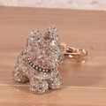 Sparkling champagne gold rhinestone French Bulldog keychain with shiny metal ring - Mixed Coffee