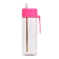 740ml Tritan straw bottle with rose pink lid and silicone handle for outdoor sports - 740ml / Fluorescent Rose Red