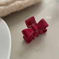 Mini 4cm wine red acetate bow hair claw clip for elegant half-up hairstyles - Dragon Fruit