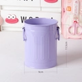 Purple iron desktop storage bucket with side handles, dimensions 11.5cm high and 9cm wide - Lavender