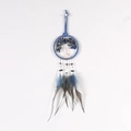 Blue dream catcher featuring a tree of life design with beads and natural feathers - Tree of Life Blue Style (B9456)
