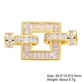 Macro detail of gold plated cubic zirconia rectangular pendant connector for jewelry making - Style-3 (Gold Square)