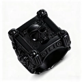 Anello punk da uomo con teschio e placcatura nera con design quadrato in rilievo 3D - US 9 / Nero