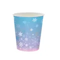 Blue and purple gradient snowflake disposable party cup for winter birthday decorations - Snowflake Paper Cup / Blue Purple Gradient