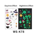 Luminous Halloween tattoo stickers WS-K78 with cartoon pumpkins and ghosts for kids - 120*76mm / Wizard Hat Pumpkin Pattern (WS-K78)