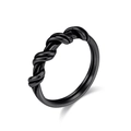 Anello unisex minimalista in acciaio al titanio nero con design a corda intrecciata - Taglia 6 / Nero
