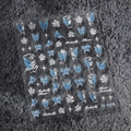 Zelfklevende nagelstickers met blauwe vlinders en zilveren bloemen voor manicure M-668 - M-668 Transparante Vlindervloem (Glasfragmenteffect)