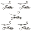 Detail of silver rotatable bead rings with adjustable spiral metal wire design - 5 Pieces / Silver