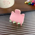 Mini acrylic hair claw clip in vibrant pink and mint green dopamine color block design - 3cm / Pink & Green