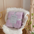Folded lavender coral fleece blanket with wheat ear pattern and grey gift packaging - Lotus Root Pink
