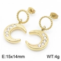 Orecchini a perno a forma di luna in acciaio inossidabile dorato con strass lucidi - Oro 14K