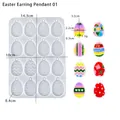 Detailed Easter egg silicone mold for resin earrings and pendants with various patterns - 12-Hole Easter Style 01
