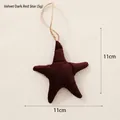 Dark red velvet star-shaped Christmas ornament with rustic jute rope for DIY tree decoration - No.5 Dark Red Velvet Star
