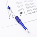 DIY dark blue beaded ballpoint pen with sparkling rhinestones and silver metal accents - Klein Blue