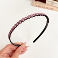 Minimalistischer schwarzer Haarreif mit rosa Strassblumenmustern für Damen und Mädchen - Rosa
