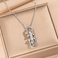 Pendente naso di maiale a ferro di cavallo in argento con zirconi in regalo - Collana con Fibbia a Ferro di Cavallo U-link (329) / Argento