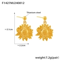 Orecchini a girasole in acciaio al titanio dorato con design elegante e lungo 3,1 cm - Oro