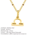 Gold stainless steel Libra constellation zodiac pendant necklace with bead chain for women - Libra / Gold