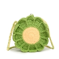 Borsa a tracolla floreale in maglia verde fatta a mano con centro giallo e fibbia di perle - Girasole / Verde