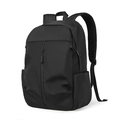 Waterproof black nylon laptop backpack with side pockets and padded shoulder straps - 6043 Black