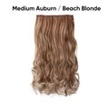 Long wavy Medium Auburn hair extensions with beach blonde highlights and five clips - Medium Auburn / Beach Blonde