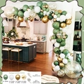 Sage green, white, and metallic gold balloon arch kit with confetti balloons, 119 pieces - Sage Green Style (TZ-PD0001)