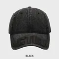 Casquette de baseball en denim noir délavé vintage avec broderie Action sur la visière - M (54-58cm) / Noir