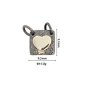 Square black textured metal pendant with golden heart detail, 9.1x9.2mm size - DZ-1165-Black Base Gold Heart