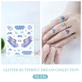 Glitter butterfly wing tattoo sticker FG-036 for faces with colorful sparkle finish - Dreamy Wings and Bubbles (FG-036)