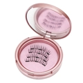 Magnetic eyelashes set with black segments in a pink mirrored compact storage case - A05