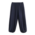 Pantalones bombachos de cuadros azul marino y marrón con cintura elástica y corte holgado - XS / Cuadros Azul Marino