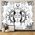Arazzo bohémien con sole e luna in bianco e nero per decorazioni di interni - 73X95CM/Tessuto Spazzolato / Luna Mistica Bianco e Nero GT310007
