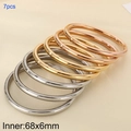 7pcs 18k gold plated stainless steel 6mm hollow bangles set in gold silver and rose gold - Mixed Color Set (7 Rings)