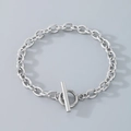 Bracciale a catena in acciaio inossidabile argento con chiusura a levetta OT - Collana 45cm / 6mm Colore Acciaio