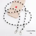 Beaded crossbody phone strap in black and white with smile faces and 120cm metal hooks - Black and White Smiley Beads