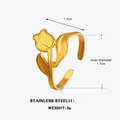 Polished 18K gold plated stainless steel tulip flower open ring for women - Tulip Flower (Gold) / Gold