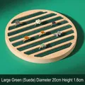Large 20cm bamboo ring display tray with dark green suede lining for jewelry display - Suede / Large / Green