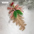 Golden willow leaf Christmas ornament with pine cone and ribbon on snowy background - Gold Willow Leaf Hanging Ornament (Style B)