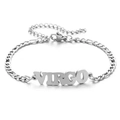 Poliertes Silber-Edelstahl Virgo Armband mit Figaro-Kette und Karabinerverschluss - Silber-Jungfrau
