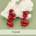 Handmade irregular red coral pendant with gold metal rings for DIY jewelry making - 19S Coral (Set of 4)