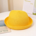 Lindo sombrero de paja amarillo brillante para niños con diseño de orejas de gato verano - Niños (Con Cuerda) / Amarillo