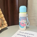 Portable white stainless steel thermos with blue lid and cute swimming rabbit illustration - 550ml / Blue Swimming Rabbit