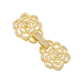 Close-up of golden dual-rose connector clasp with sparkling zircon stones for jewelry - VK264 Gold Rose Clasp