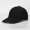 Macro detail of high-quality black denim texture on a classic six-panel baseball cap - One Size / Black Denim (D)