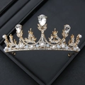 Eleganter goldener Barock-Braut-Tiara mit Strasssteinen, Kunstperlen und Kristallen - Barock-Tropfen-Kristall-Stil (9# Krone) / Gold