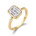 Eleganter vergoldeter S925 Silberring mit smaragdgeschliffenem Moissanit in Zargenfassung - US Größe 9 / Moissanit 7*9mm