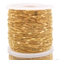 Catena a maglia piatta in acciaio dorato su rocchetto per gioielli fai da te - Oro - Clip Laterale Barretta Lunga (2m circa 6,92g)