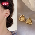Pendientes triangulares chapados en oro con circonitas e incrustación ojo de gato - 28# Triángulo Ojo de Gato Poste de Plata
