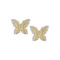S925 sterling silver butterfly stud earrings in dual-tone gold and silver finish - 925 Silver / Silver-Gold Mix